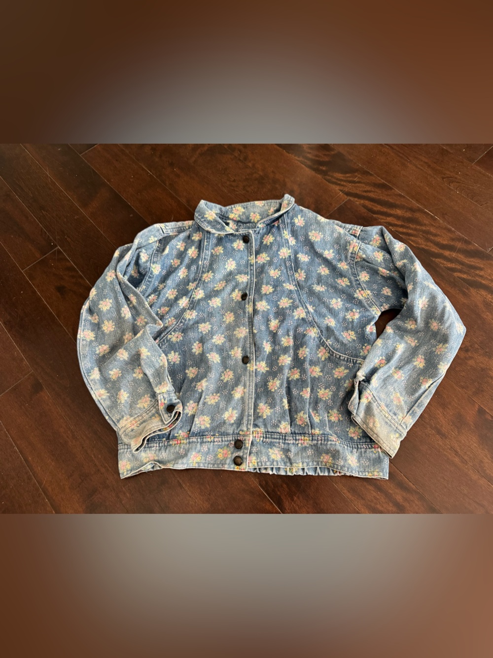 Vintage Kids Floral Denim Jacket - Light Blue